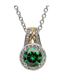 Silver Emerald Green CZ Pendant