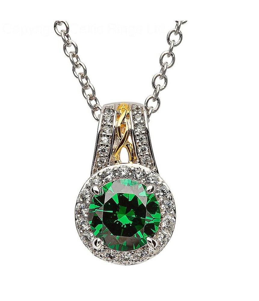 Silver Emerald Green CZ Pendant