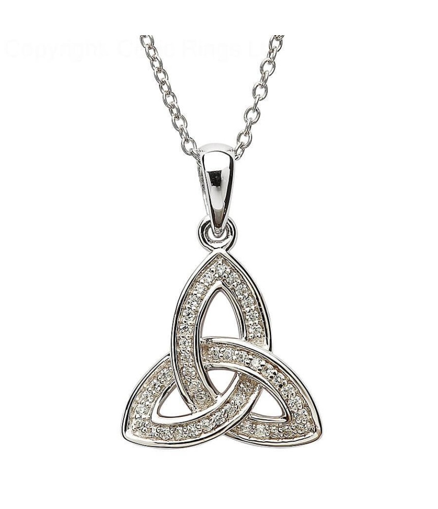 Silver Trinity Knot Pendant with CZ