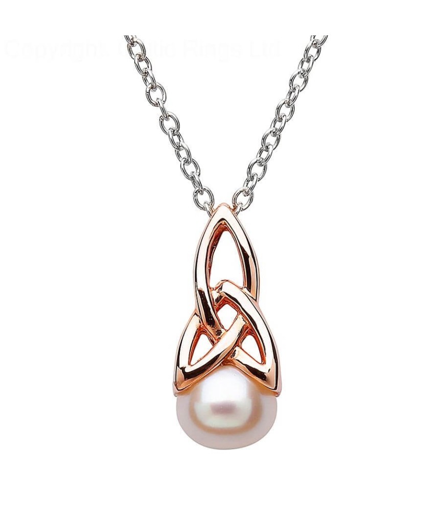 Pearl Trinity Knot Rose Gold Plated Pendant