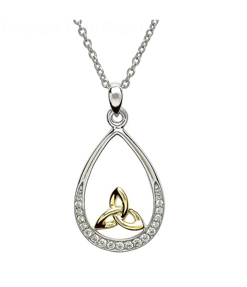 Silver Trinity Knot Stone Set Pendant