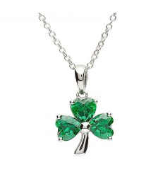 Pendentif trèfle vert CZ