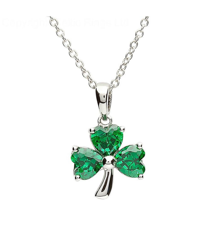 Green CZ Shamrock Pendant