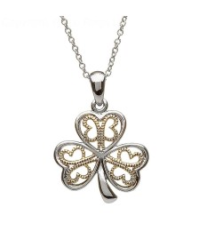 Silver Shamrock Pendant with Filigree