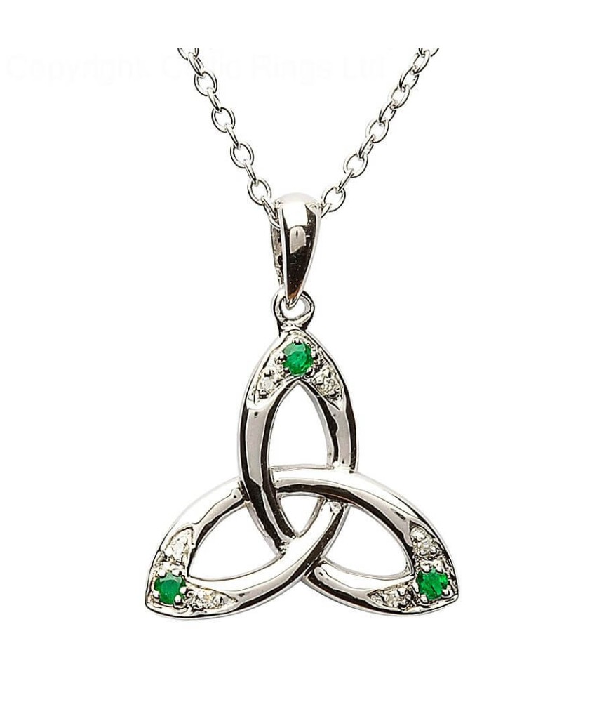 Trinity Knot Pendant with Emerald and Diamond