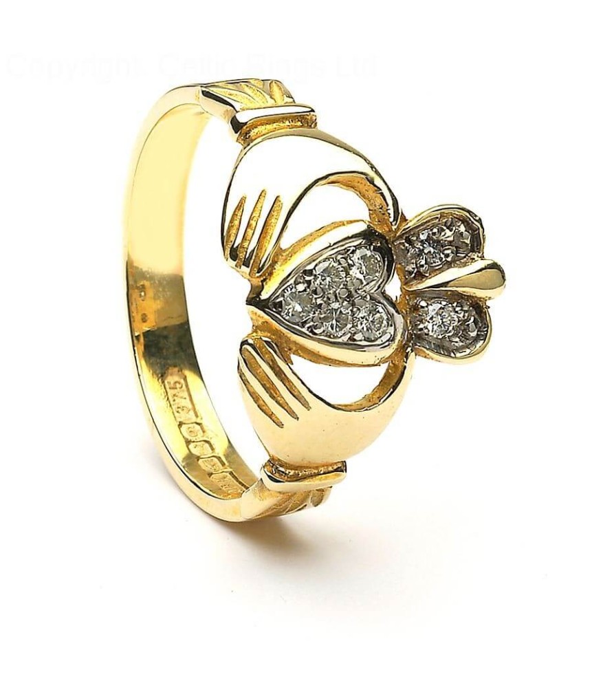 Claddagh Diamond Pave - Yellow Gold