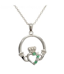 Pendentif Argent Claddagh avec Émeraude