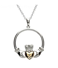 Pendentif coeur en argent sterling Claddagh