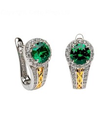 Boucles d'oreilles celtiques vert argent CZ