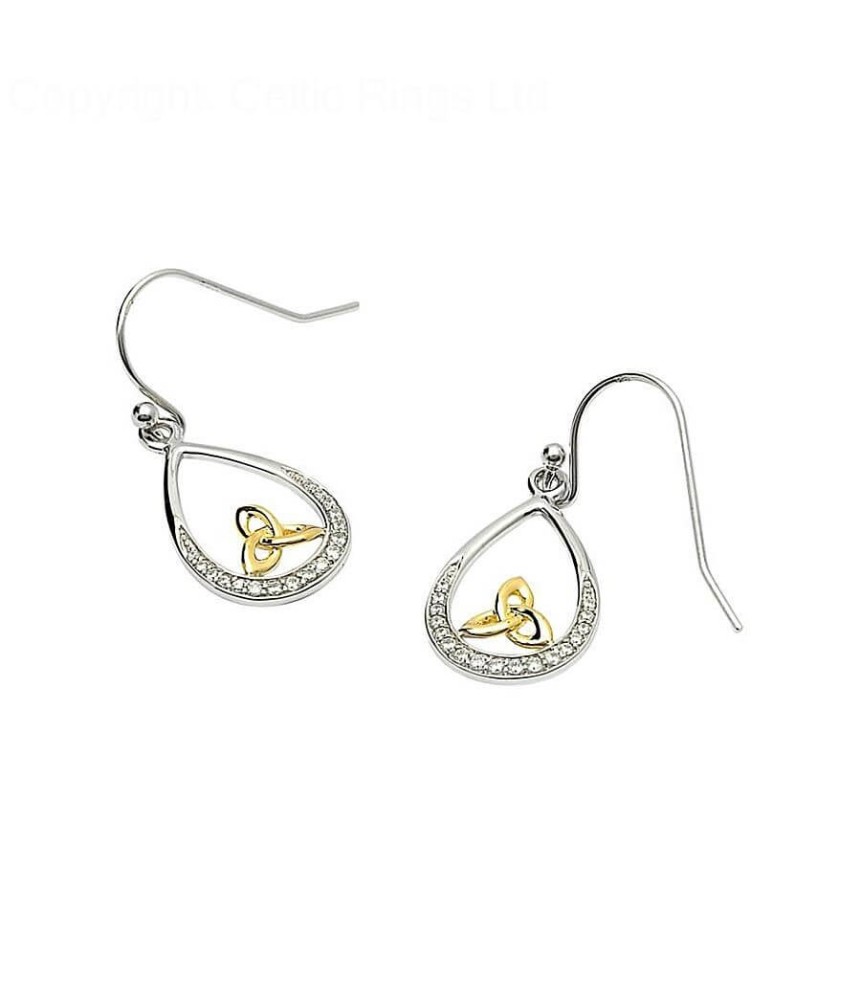 Silver Inset Trinity Knot Earrings