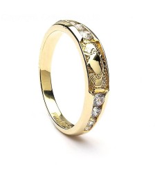 Bague d'éternité CZ Claddagh - Or jaune