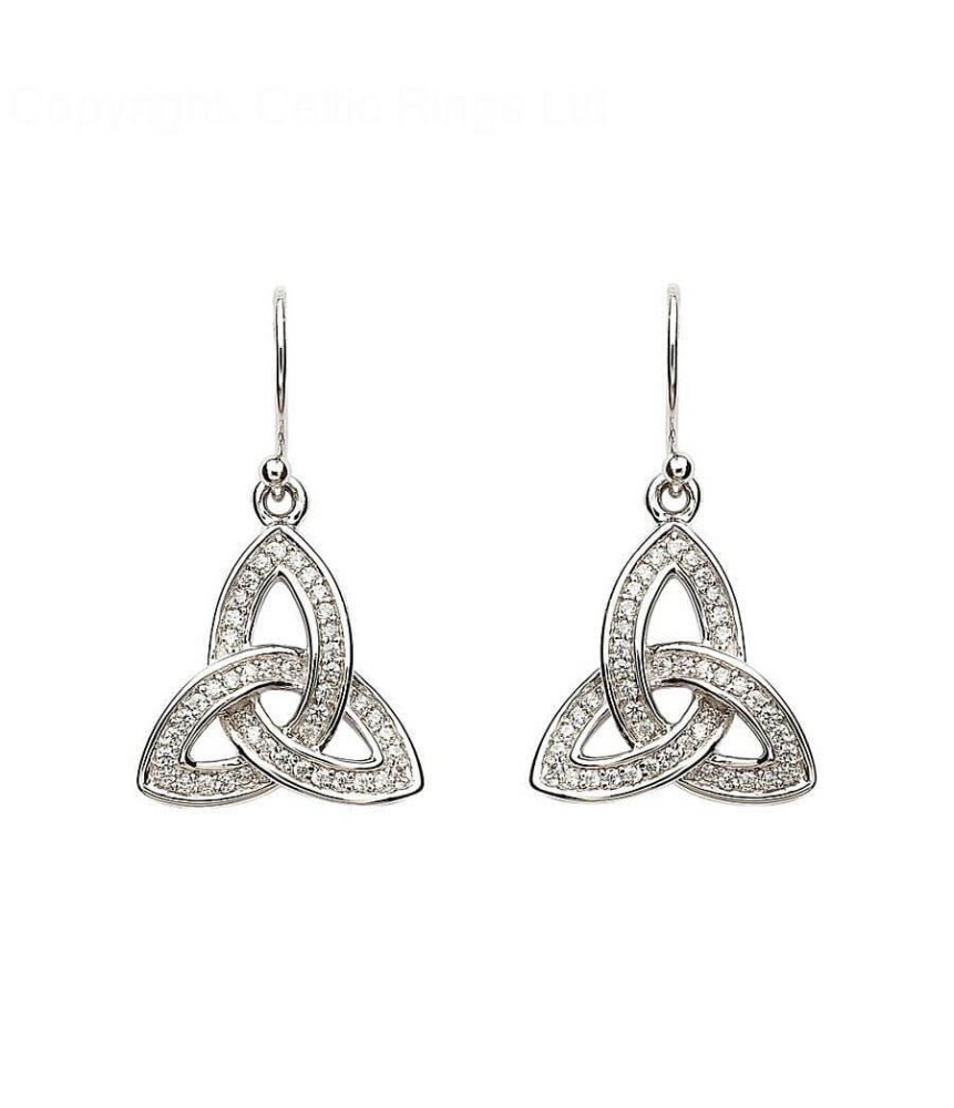 Boucles d'oreilles en nœud CZ Trinity incrustées