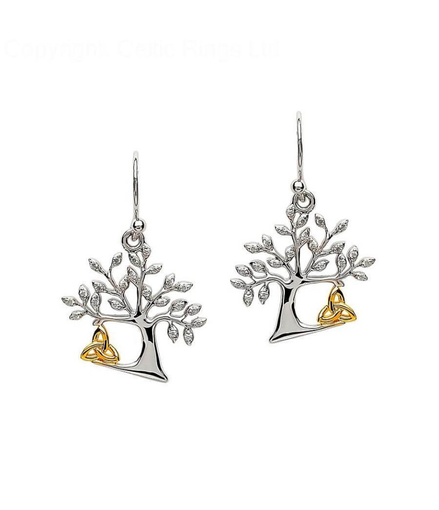 Boucles d'oreilles noeud de trinité de l'arbre de vie