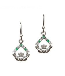 Silver Claddagh CZ Stone Set Earrings