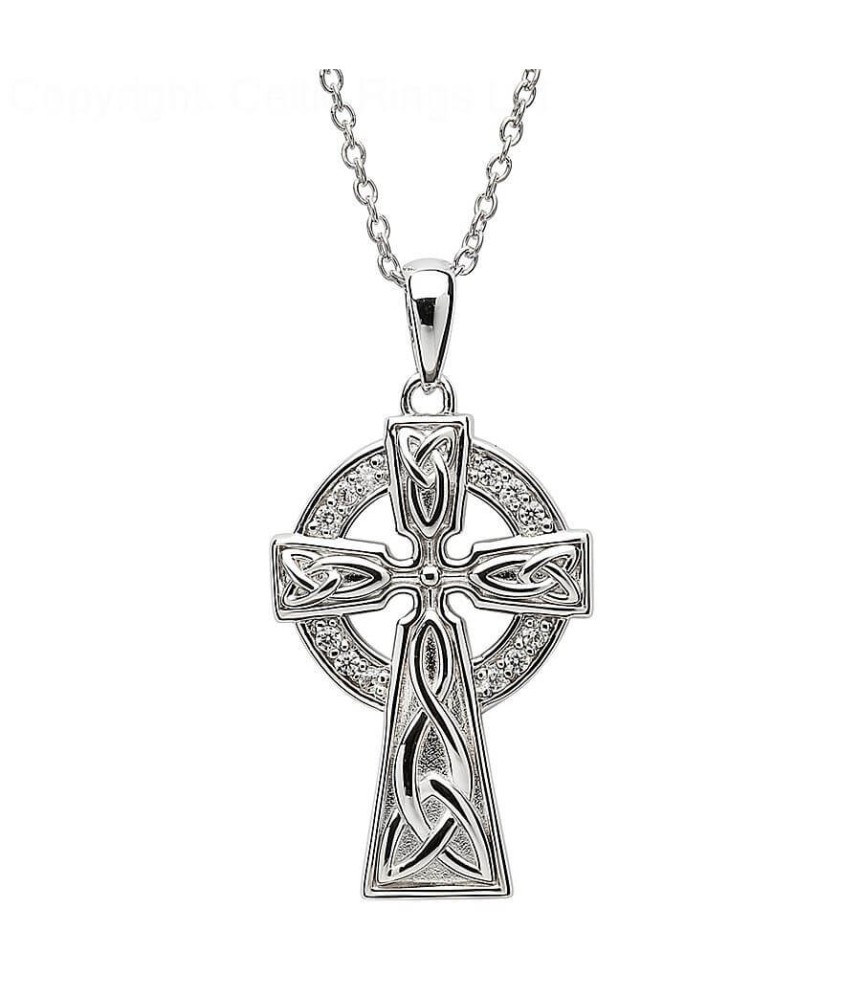 Large Trinity Knot Cross - Silver