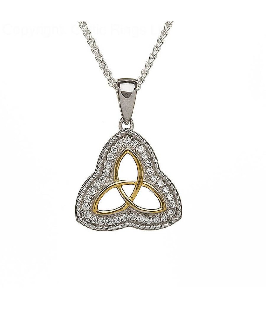 Rope Etched CZ Trinity Pendant