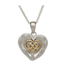 Pendentif en forme de coeur celtique brossé