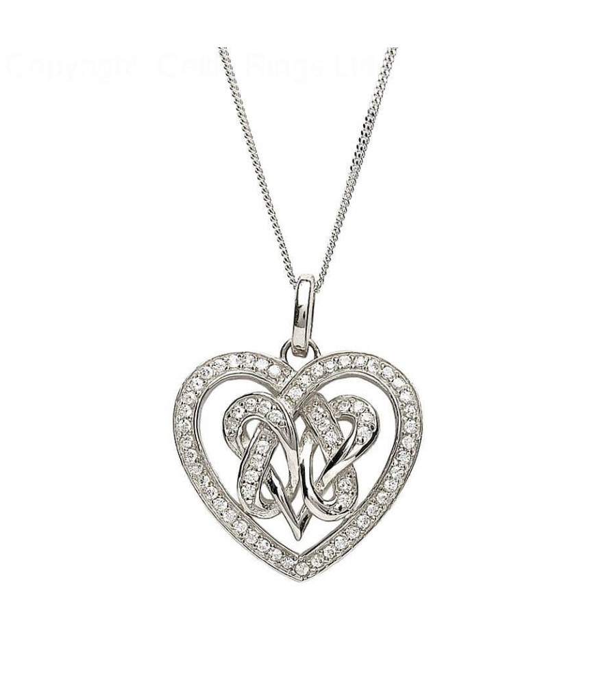 Intertwined Heart Shaped CZ Pendant