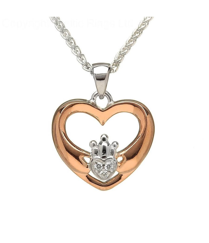 Roségold plattierter moderner Claddagh Anhänger