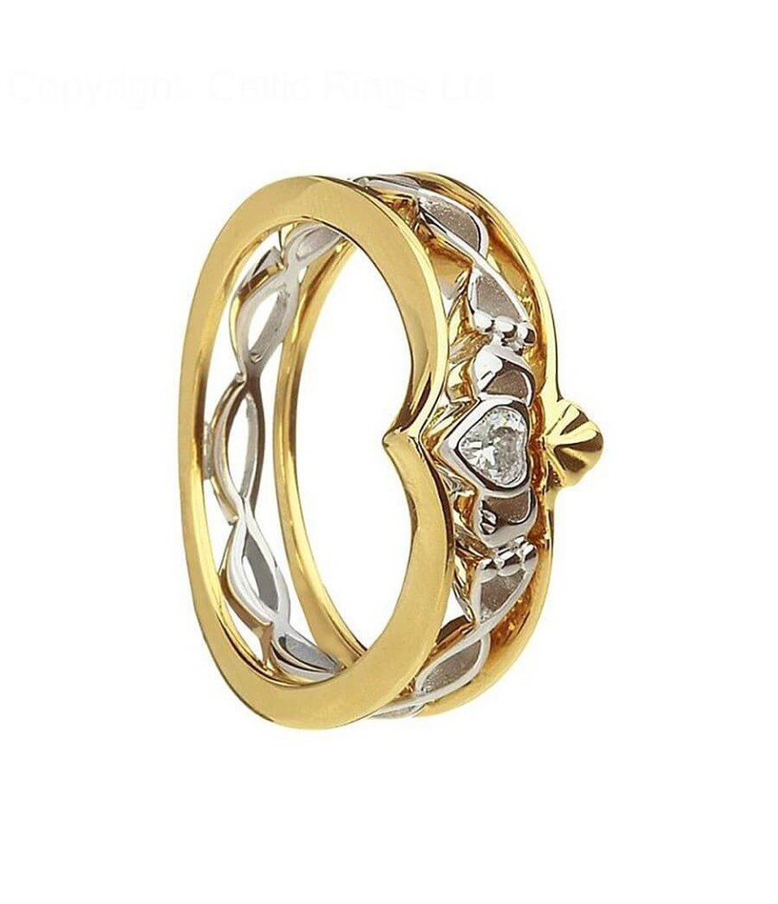 10K Gold and Silver Claddagh Ring - Yellow Gold