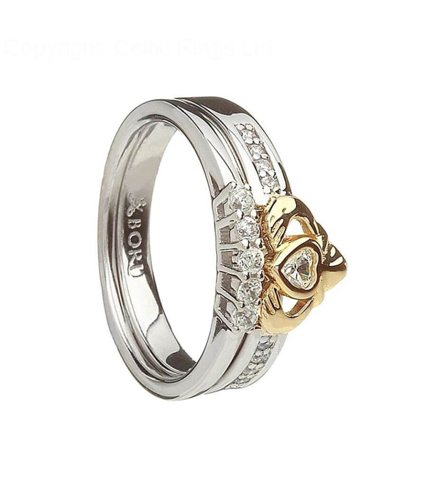 Bague en Claddagh 10K et Argent avec Bague assortie