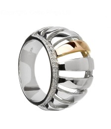 Argent et Or Rose CZ Bague