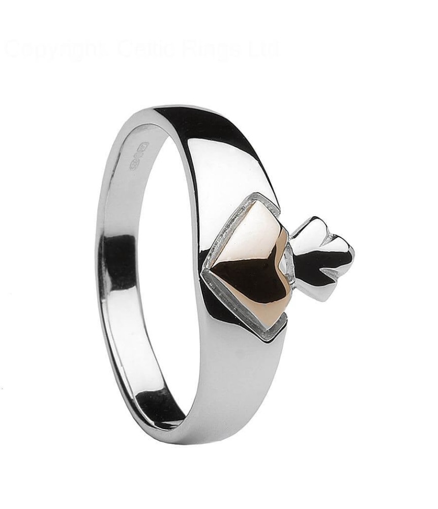 Argent et Or Rose Claddagh Anneau