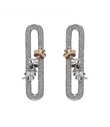 Trèfle Boucles d'oreilles en Argent avec CZ