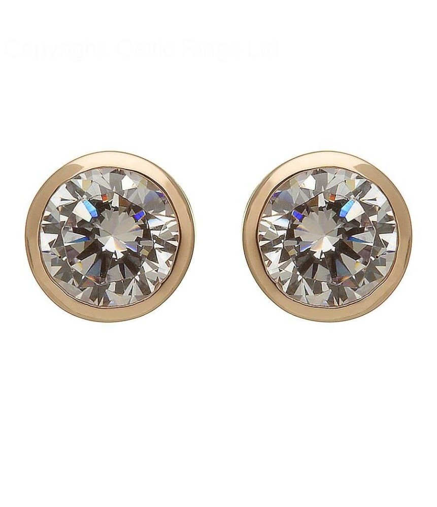 Irish Gold CZ Stud Earrings