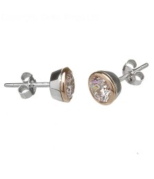 Irish Gold CZ Stud Earrings - Side View