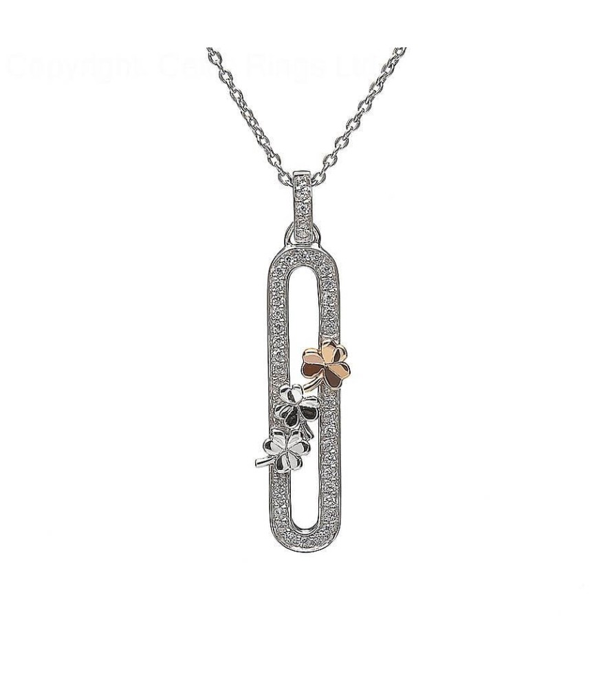 Pendentif en trèfle d'argent avec CZ