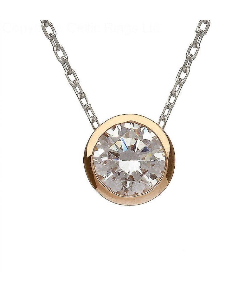 Round Silver CZ Stone Pendant