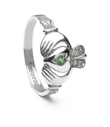 Elegant Claddagh Ring - White  Gold