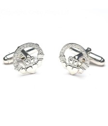 Engraved Claddagh Cuff Links - Silver