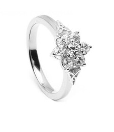 Celtic Diamond Cluster Engagement Ring - White Gold