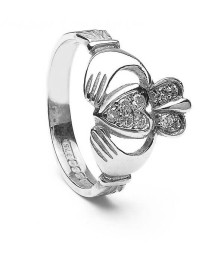 Claddagh Diamond Pave - White Gold