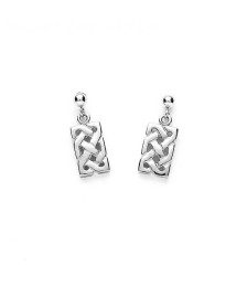 Boucles d'oreilles noeud celtique traditionnel - or blanc ou argent