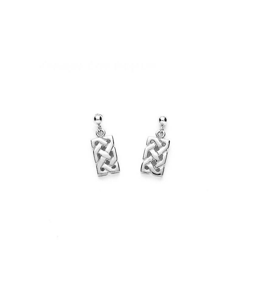 Boucles d'oreilles noeud celtique traditionnel - or blanc ou argent