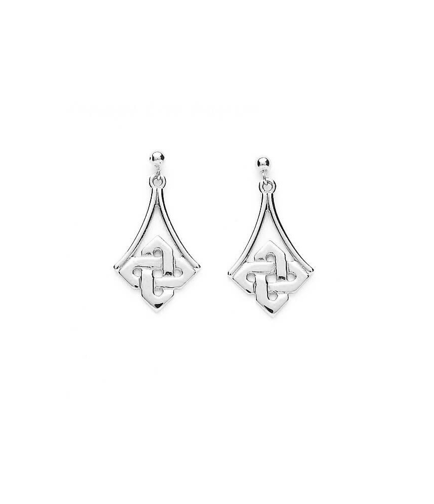 Simple Celtic Knot Earrings - White Gold or Silver