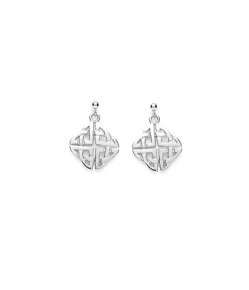 Boucles d'oreilles noeud celtique - or blanc ou argent