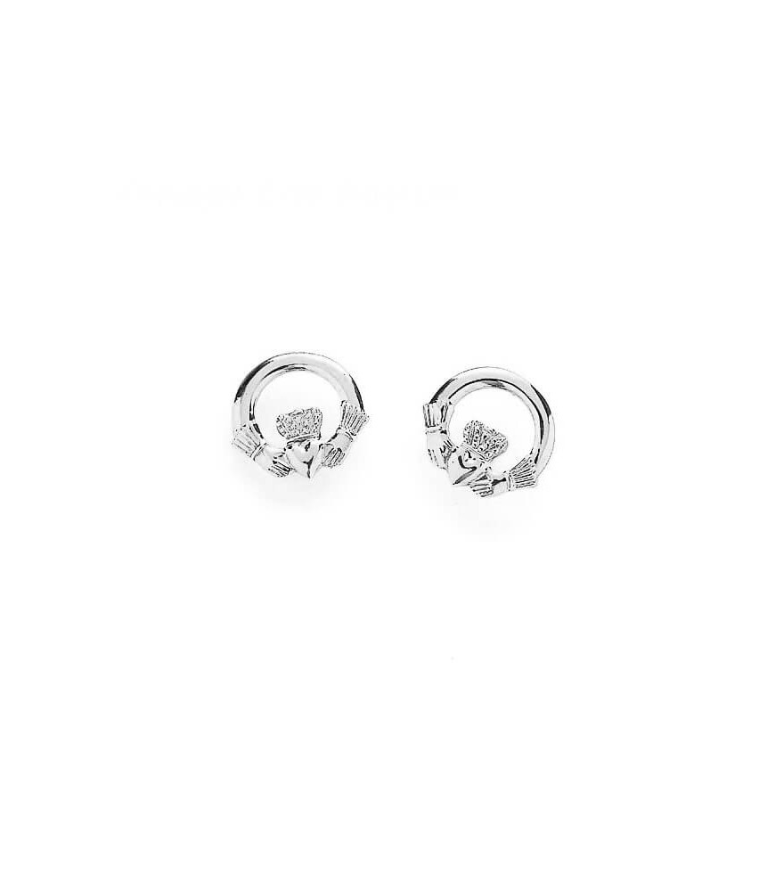 Boucles d'oreilles bébé Claddagh - or blanc ou argent