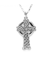 Large Modern Celtic Cross - White Gold or Silver