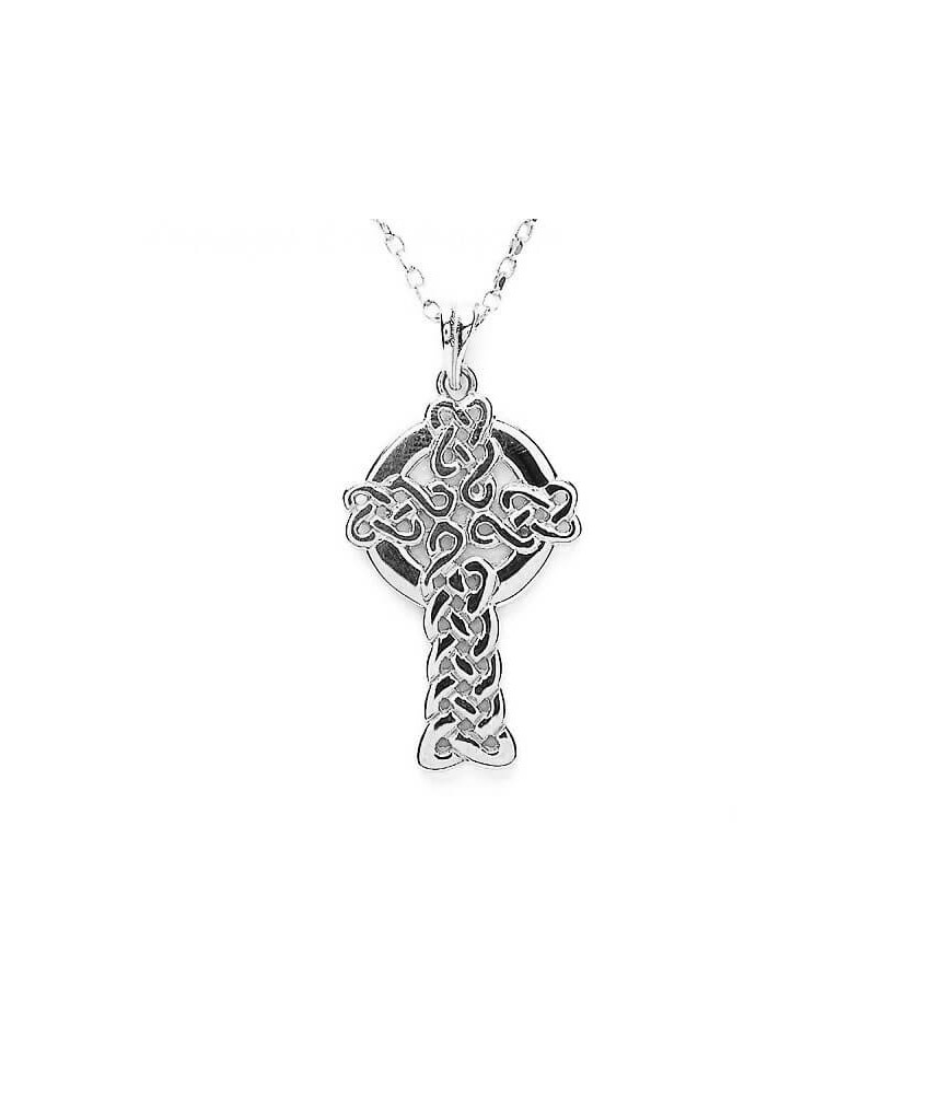 Large Modern Celtic Cross - White Gold or Silver