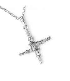 Kleine Brigid Kreuz mit Diamond - Silber oder Weißgold