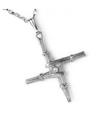 Saint Brigid's Cross with Diamond - Silver or White Gold