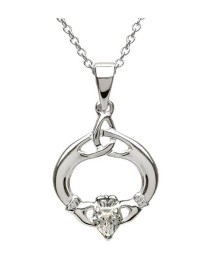 Claddagh Pendant with April Birthstone