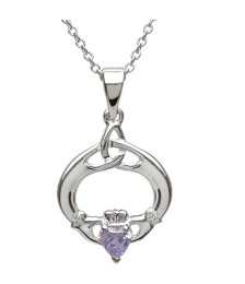 Claddagh Pendant with June Birthstone