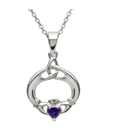 Claddagh Pendant with September Birthstone