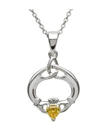 Claddagh Pendant with November Birthstone