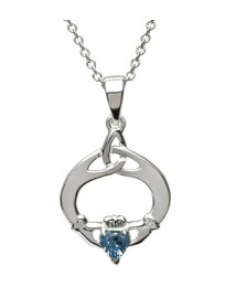 Claddagh Pendant with December Birthstone